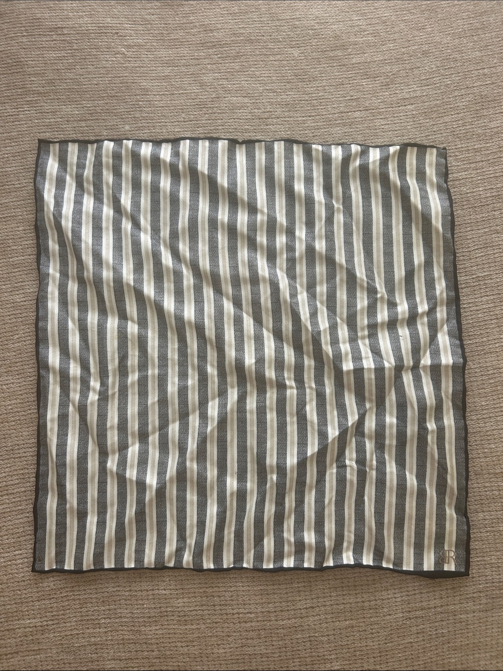 Banana Republic Men’s Black & Tan Striped 100% Silk Pocket Square